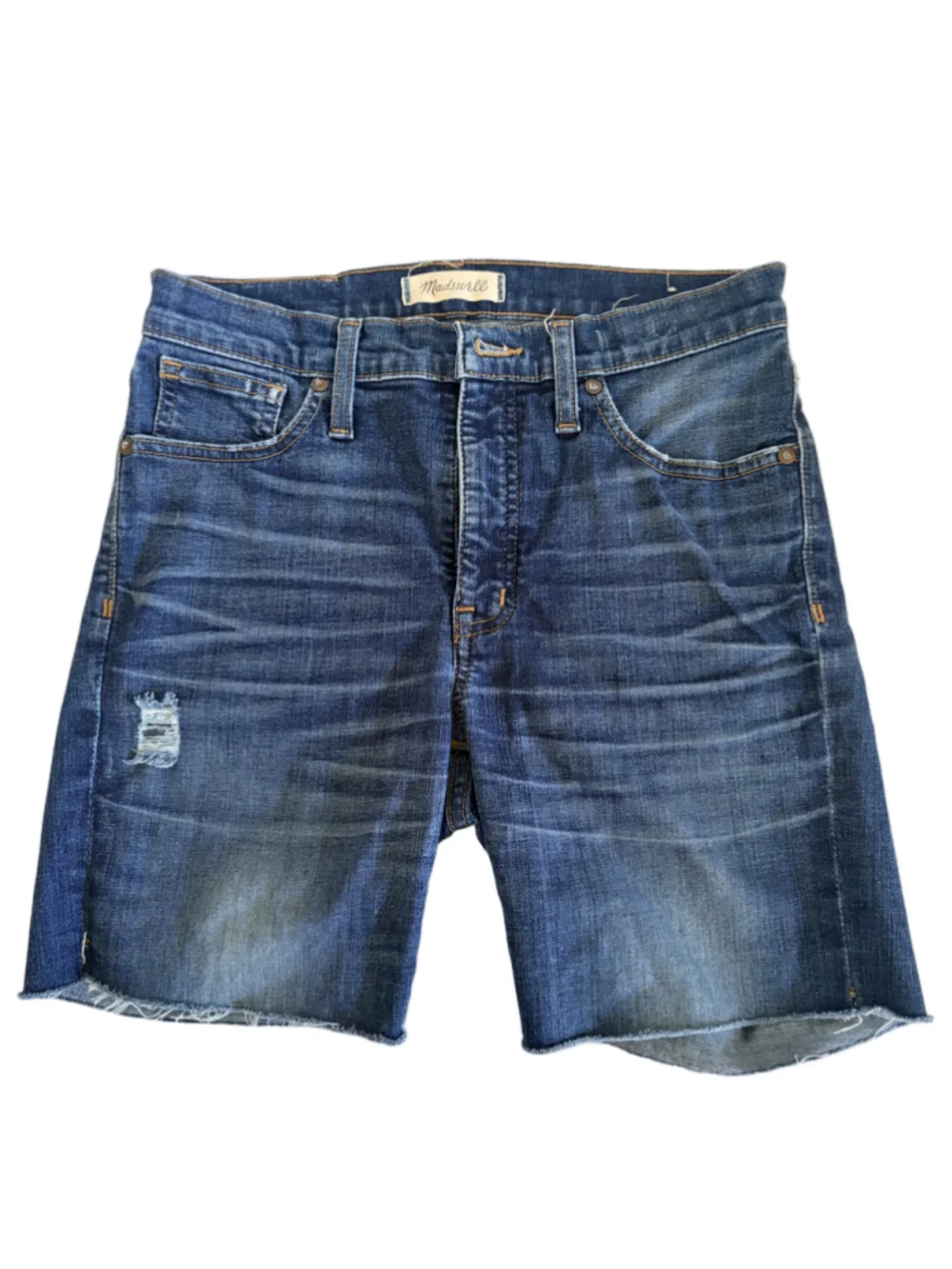 Madewell 9” High Rise Skinny Jean cutoff Shorts Women’s 27 Blue Distressed Denim